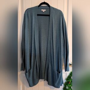 Croft & Barrow Blue Open Front Cardigan Size 3X